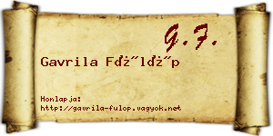 Gavrila Fülöp névjegykártya